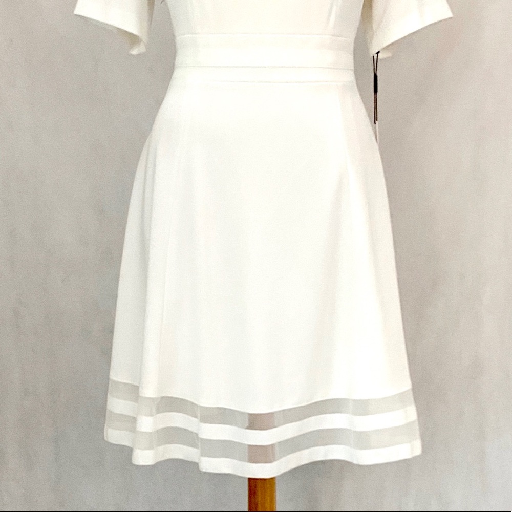 Calvin Klein Short Sleeve Ivory Illusion Dress - Picture 6 of 12